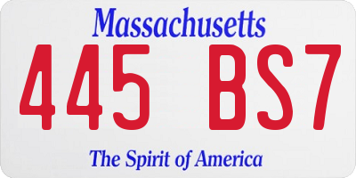 MA license plate 445BS7