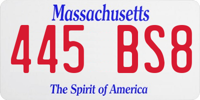 MA license plate 445BS8