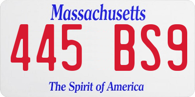 MA license plate 445BS9