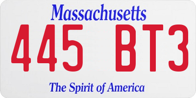 MA license plate 445BT3