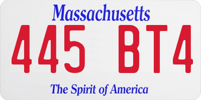 MA license plate 445BT4