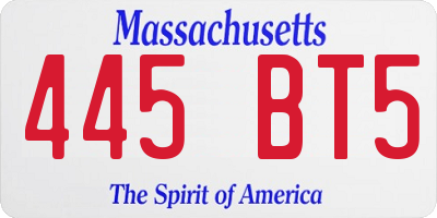 MA license plate 445BT5