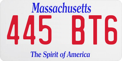 MA license plate 445BT6