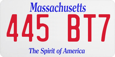 MA license plate 445BT7