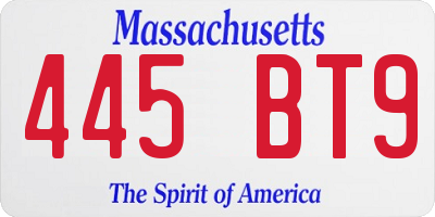 MA license plate 445BT9