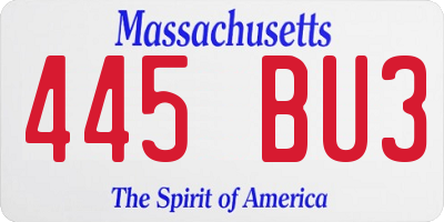 MA license plate 445BU3