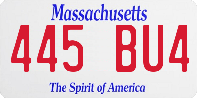 MA license plate 445BU4