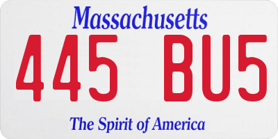 MA license plate 445BU5