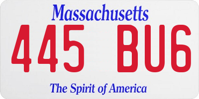 MA license plate 445BU6
