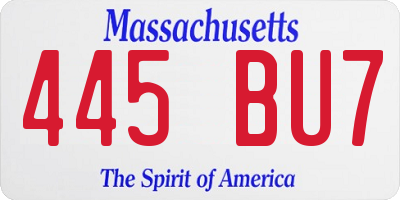MA license plate 445BU7