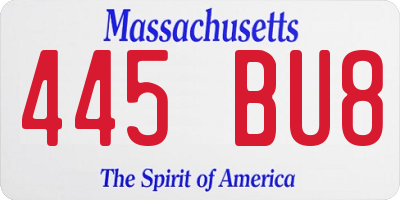 MA license plate 445BU8