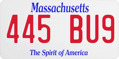 MA license plate 445BU9