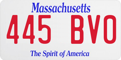 MA license plate 445BV0