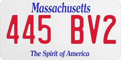 MA license plate 445BV2