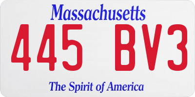 MA license plate 445BV3
