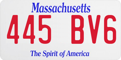 MA license plate 445BV6