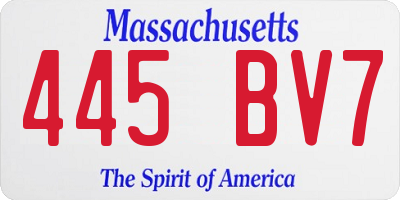 MA license plate 445BV7