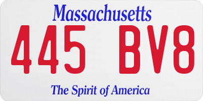 MA license plate 445BV8