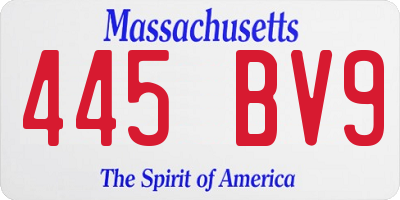 MA license plate 445BV9