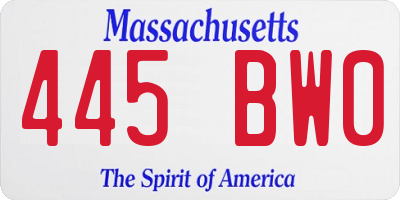 MA license plate 445BW0