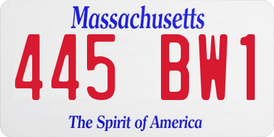 MA license plate 445BW1