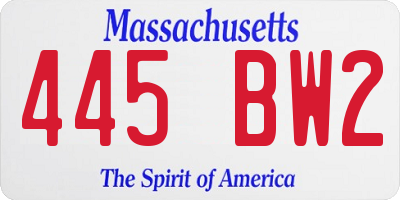 MA license plate 445BW2