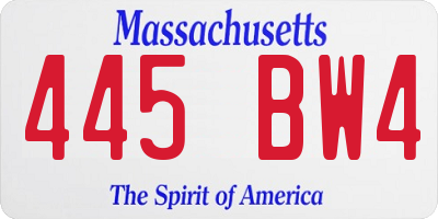 MA license plate 445BW4