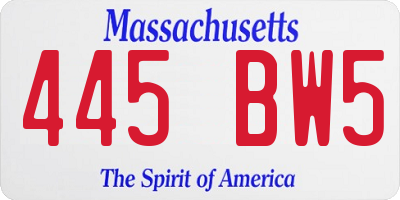 MA license plate 445BW5