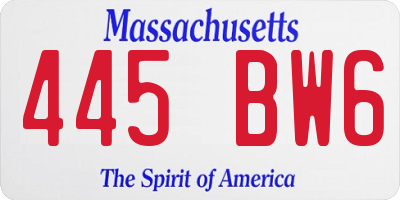 MA license plate 445BW6
