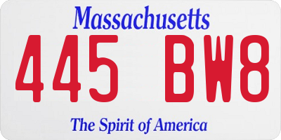 MA license plate 445BW8