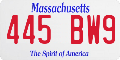 MA license plate 445BW9