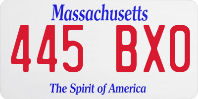 MA license plate 445BX0