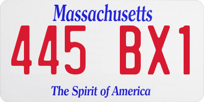 MA license plate 445BX1