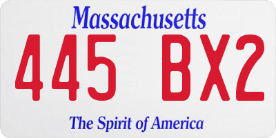 MA license plate 445BX2