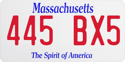 MA license plate 445BX5