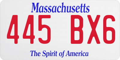 MA license plate 445BX6