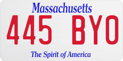 MA license plate 445BY0