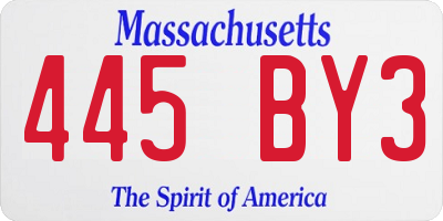 MA license plate 445BY3