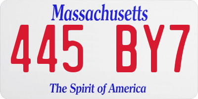 MA license plate 445BY7
