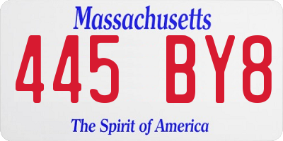 MA license plate 445BY8