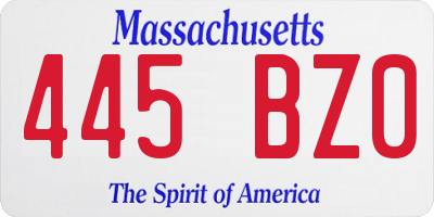 MA license plate 445BZ0