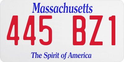 MA license plate 445BZ1