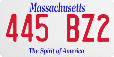 MA license plate 445BZ2