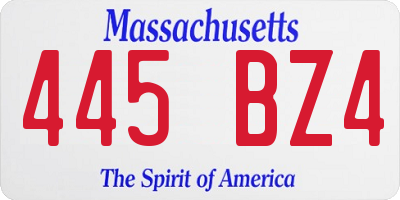 MA license plate 445BZ4