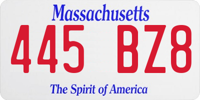MA license plate 445BZ8