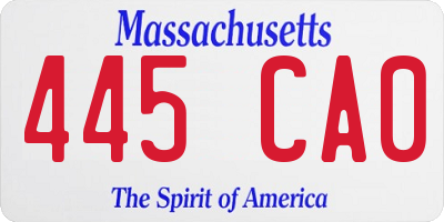 MA license plate 445CA0