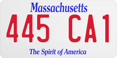 MA license plate 445CA1