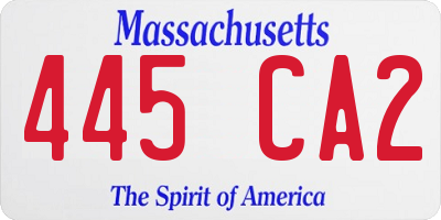 MA license plate 445CA2