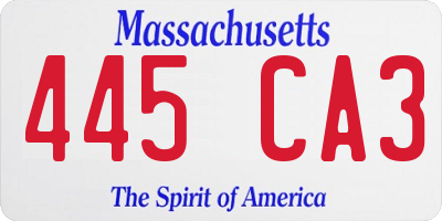 MA license plate 445CA3