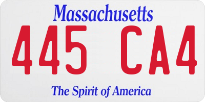 MA license plate 445CA4